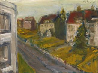 Georg Eisler, Biberach, 1988, Öl auf Leinwand, 30 × 40 cm, Verbleib unbekannt