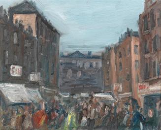 Georg Eisler, Straßenszene, 1977, Öl auf Leinwand, 36 × 45 cm, Verbleib unbekannt