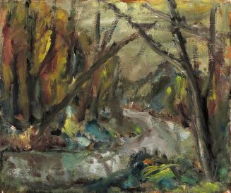 Georg Eisler, Landschaft, 1973, Öl auf Leinwand, 30 × 35 cm, Verbleib unbekannt