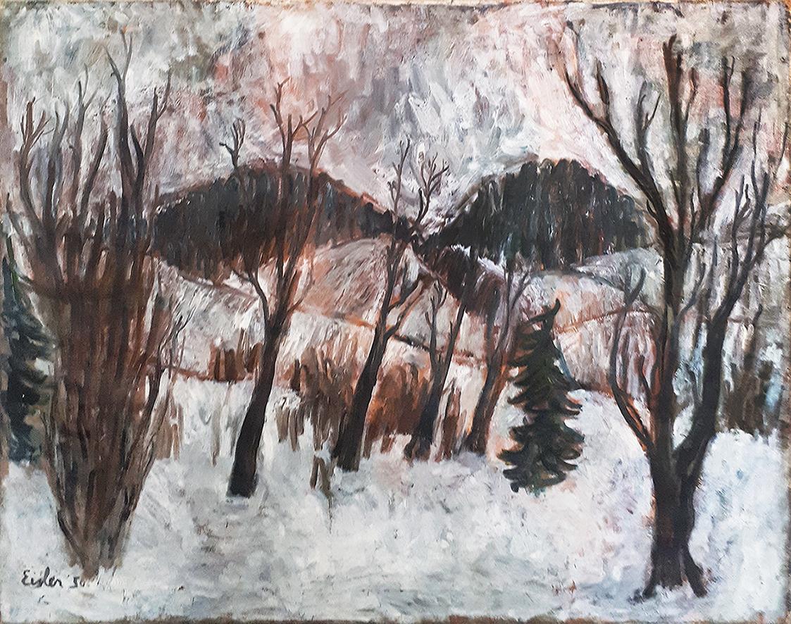 Georg Eisler, Winterlandschaft, 1950, Öl auf Leinwand, 85 × 100 cm, Privatbesitz, Israel