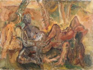Georg Eisler, Figuren in einer Landschaft, 1963, Öl auf Leinwand, 60 × 80 cm, Georg und Alice E ...