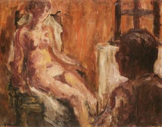 Georg Eisler, Maler und Modell, 1955, Öl auf Leinwand, 40,5 × 50 cm, Verbleib unbekannt