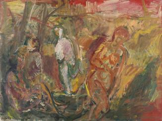 Georg Eisler, Figuren in einer Landschaft, 1963, Öl auf Leinwand, 60 × 80 cm, Georg und Alice E ...