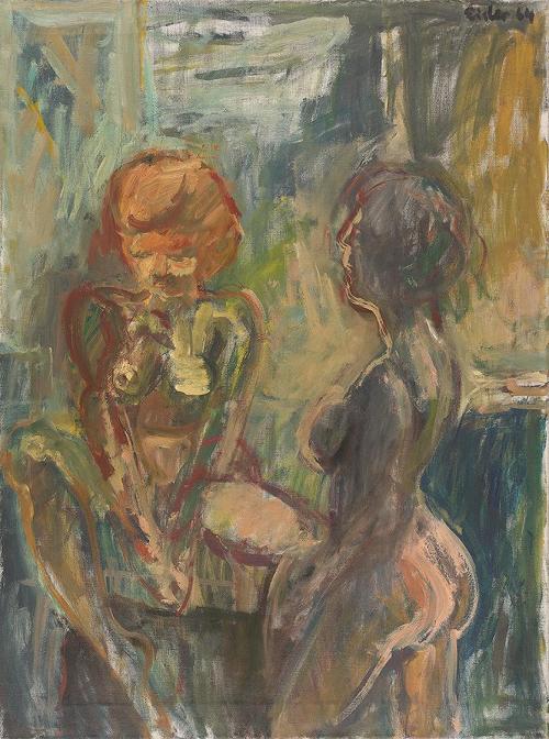 Georg Eisler, Interieur mit zwei Akten, 1964, Öl auf Leinwand, 80 × 60 cm, Georg und Alice Eisl ...