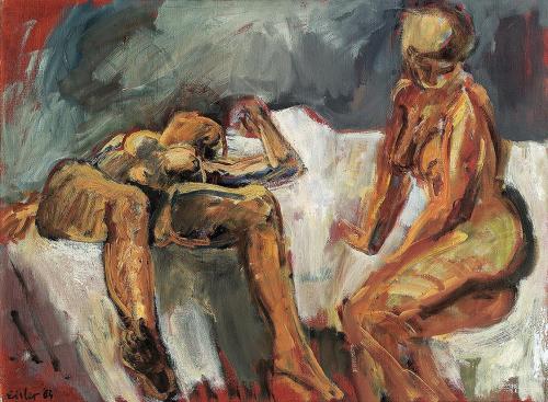 Georg Eisler, Zwei Frauen, 1964, Öl auf Leinwand, 60 × 80 cm, Verbleib unbekannt