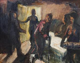 Georg Eisler, Gesellschaft I, 1966, Öl auf Leinwand, 80,7 × 100,4 cm, Stadtgemeinde Salzburg, I ...