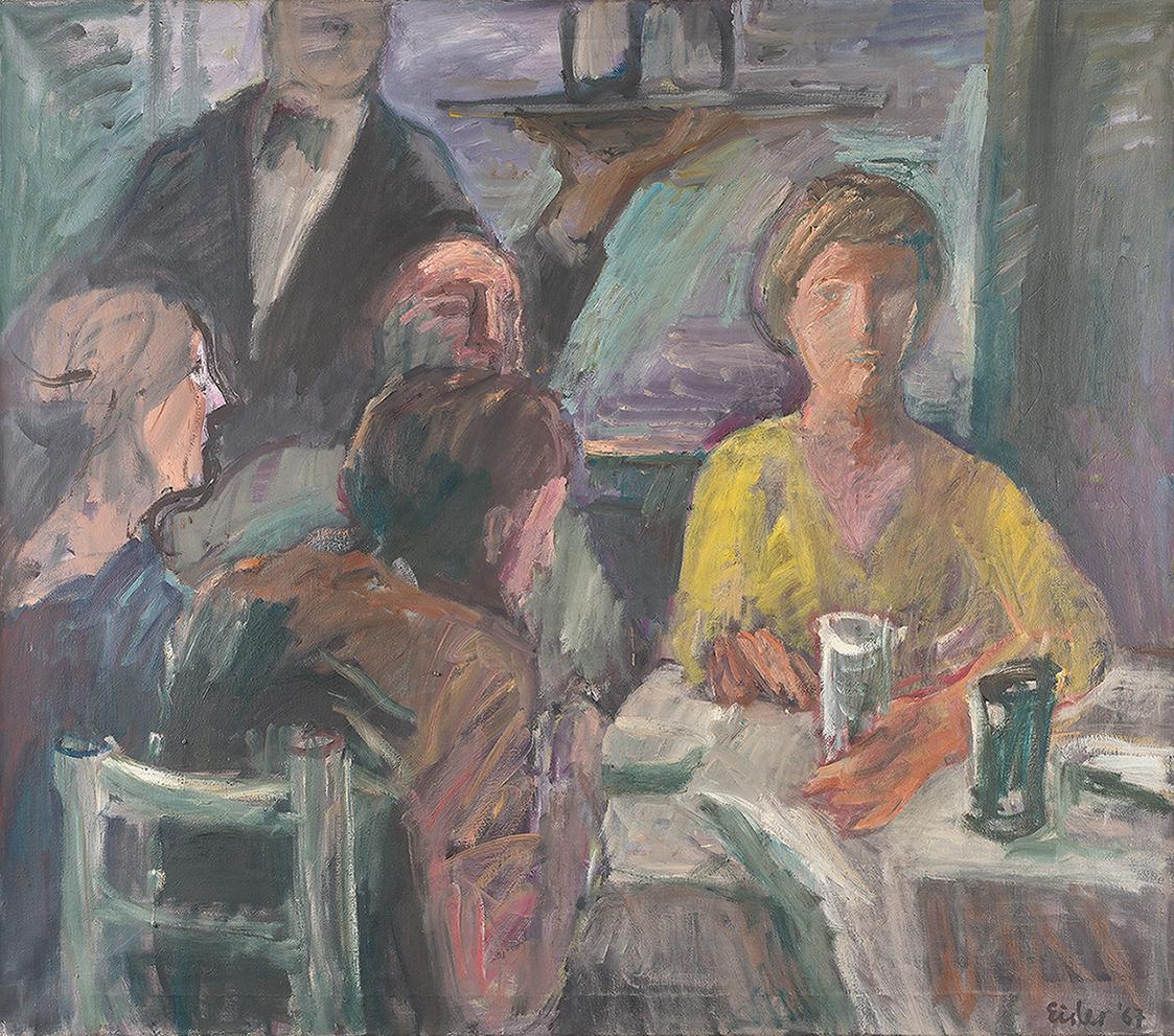 Georg Eisler, Gasthaus, 1967, Öl auf Leinwand, 115 × 132 cm, Georg und Alice Eisler – Fonds für ...