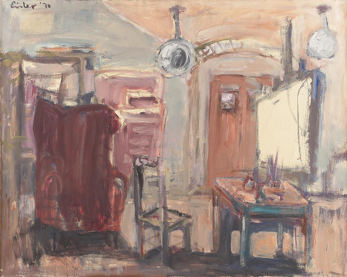 Georg Eisler, Atelier, 1970, Öl auf Leinwand, 80 × 100 cm, Georg und Alice Eisler – Fonds für b ...