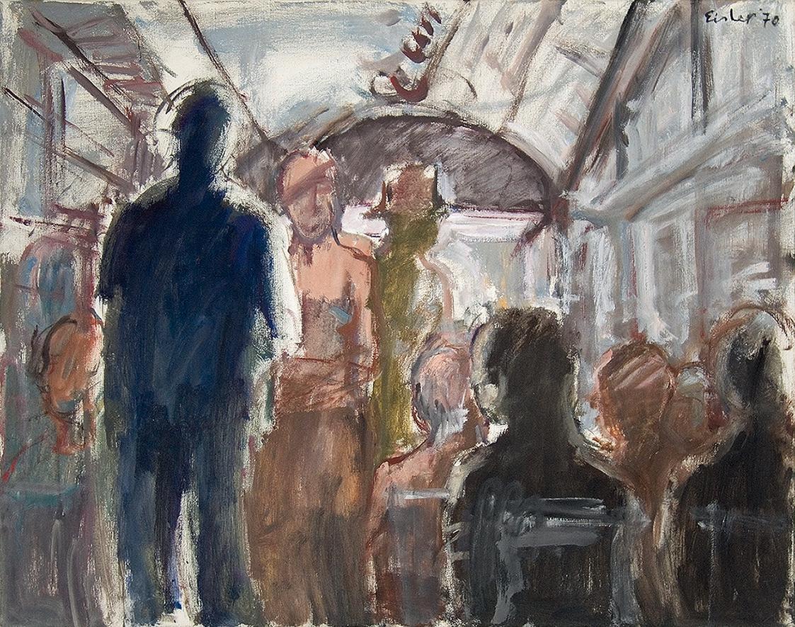 Georg Eisler, Straßenbahn, 1970, Öl auf Leinwand, 80 × 100 cm, Privatbesitz, Wien