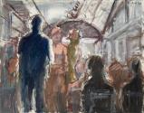 Georg Eisler, Straßenbahn, 1970, Öl auf Leinwand, 80 × 100 cm, Privatbesitz, Wien