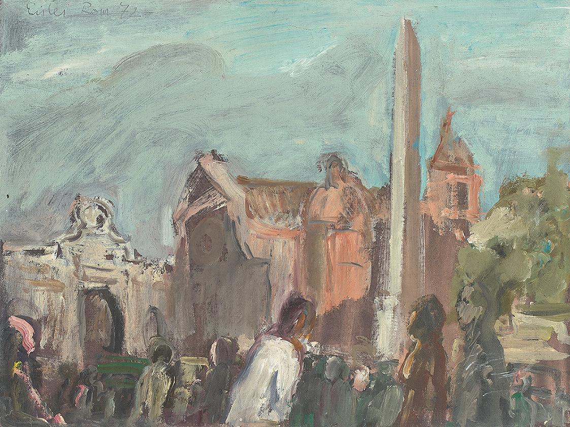 Georg Eisler, Piazza del Popolo, 1972, Öl auf Leinwand, 29,8 × 39,7 cm, Georg und Alice Eisler  ...