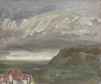 Georg Eisler, Sermoneta, 1972, Öl auf Leinwand, kaschiert auf Pressspannplatte, 25 × 30 cm, Geo ...