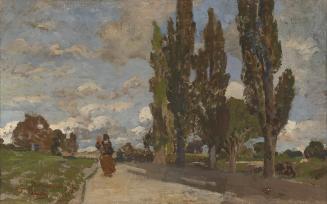 Tina Blau, Straße in Rothenburg (Landstraße mit weiblicher Figur), 1888, Öl auf Leinwand, 32 ×  ...
