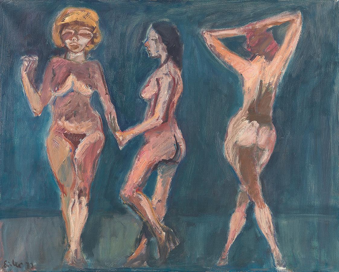 Georg Eisler, Drei Stripperinnen, 1973, Öl auf Leinwand, 80 × 100,5 cm, Georg und Alice Eisler  ...