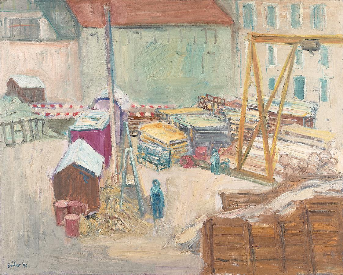 Georg Eisler, Baustelle Paulanergasse II, 1973, Öl auf Leinwand, 78,8 × 100 cm, Georg und Alice ...