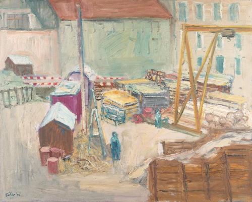 Georg Eisler, Baustelle Paulanergasse II, 1973, Öl auf Leinwand, 78,8 × 100 cm, Georg und Alice ...