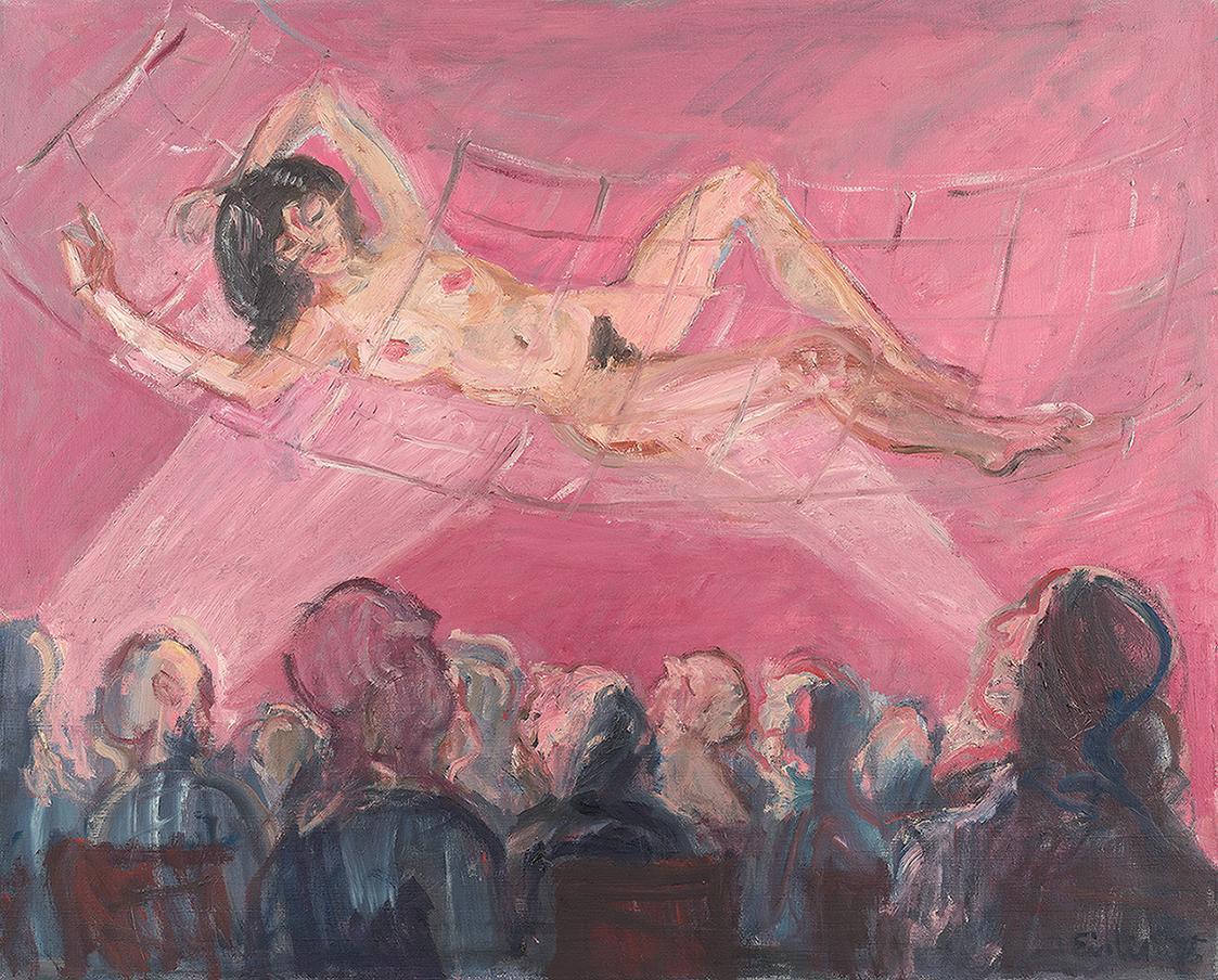Georg Eisler, Stripperin mit Netz, 1975, Öl auf Leinwand, 84 × 100 cm, Georg und Alice Eisler – ...