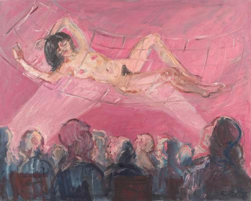 Georg Eisler, Stripperin mit Netz, 1975, Öl auf Leinwand, 84 × 100 cm, Georg und Alice Eisler – ...