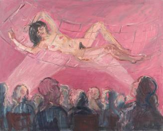 Georg Eisler, Stripperin mit Netz, 1975, Öl auf Leinwand, 84 × 100 cm, Georg und Alice Eisler – ...
