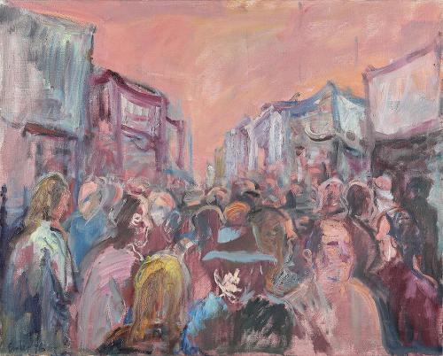 Georg Eisler, Petticoat Lane, 1976, Öl auf Leinwand, 80 × 100 cm, Museum der Moderne Salzburg,  ...