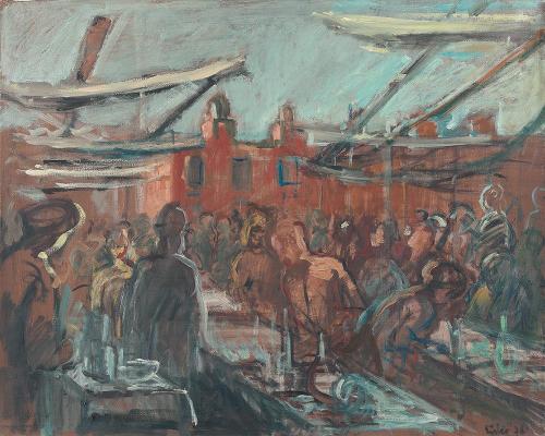 Georg Eisler, Bermondsey Market, 1976, Öl auf Leinwand, 80 × 100 cm, Georg und Alice Eisler – F ...