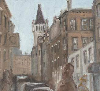 Georg Eisler, Manchester, Princess Street, 1987, Öl auf Leinwand, 35 × 35 cm, Privatbesitz, Wie ...