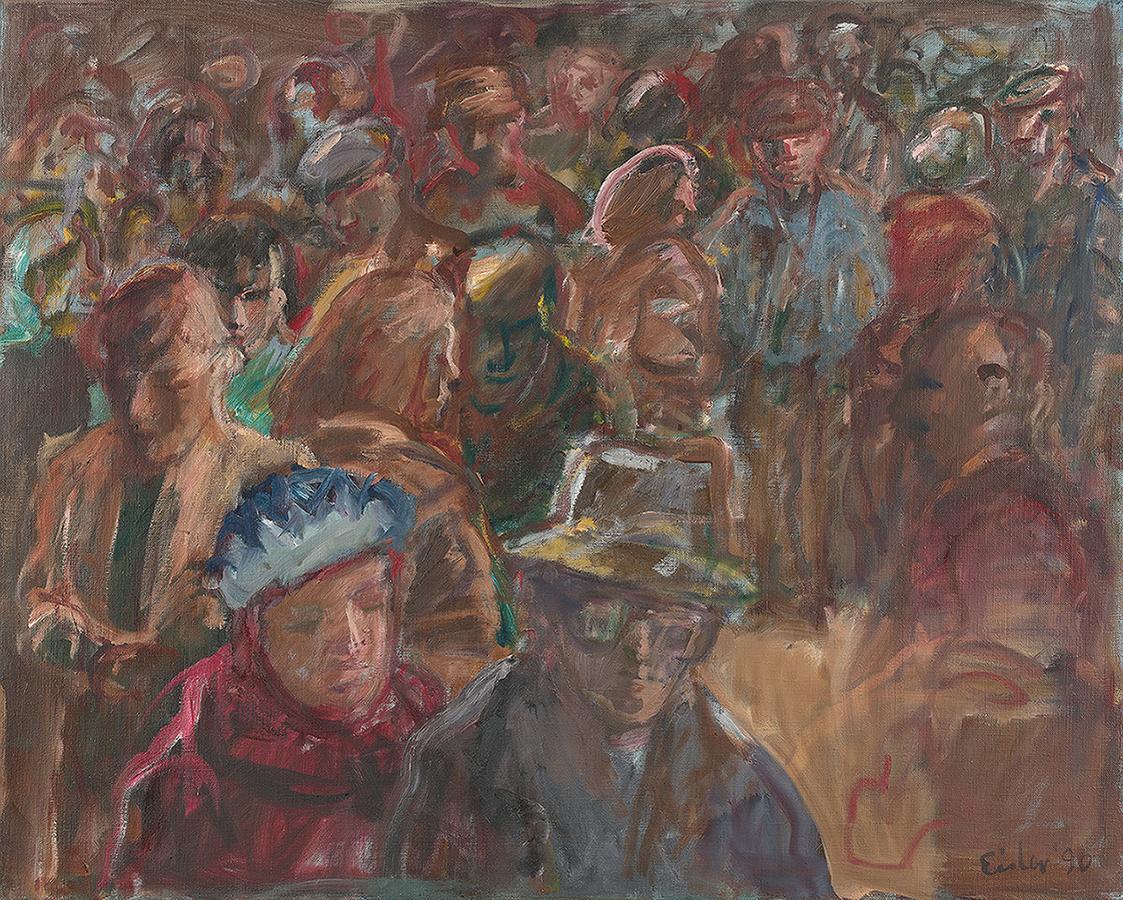 Georg Eisler, Die Menge, 1990, Öl auf Leinwand, 81 × 100 cm, Georg und Alice Eisler – Fonds für ...