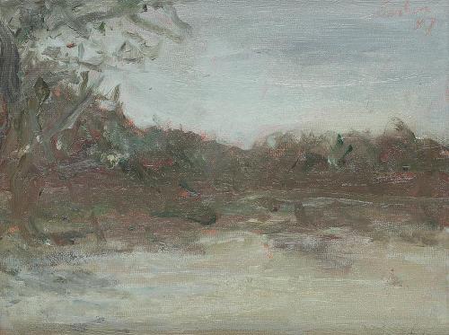 Georg Eisler, Grunewaldsee, 1987, Öl auf Leinwand, kaschiert auf Karton, 16,5 × 21,5 cm, Georg  ...
