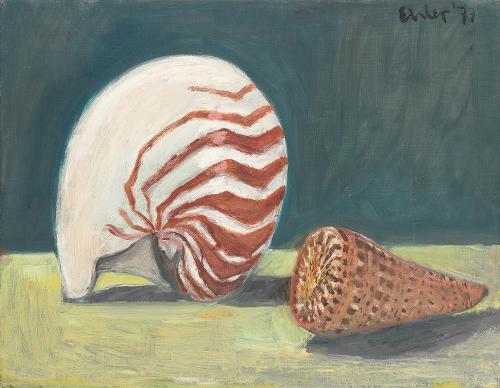 Georg Eisler, Die Muscheln III, 1977, Öl auf Leinwand, 35,7 × 45,5 cm, Georg und Alice Eisler – ...