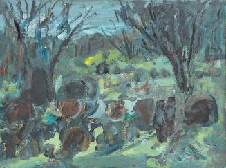 Georg Eisler, Botanischer Garten, Berlin, 1987, Öl auf Karton, 30 × 40,2 cm, Georg und Alice Ei ...