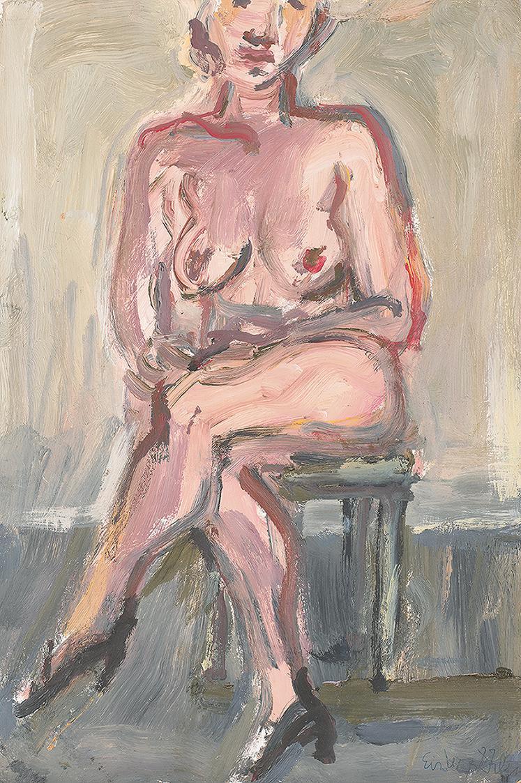 Georg Eisler, Sitzende, 1982, Öl auf Spanplatte, 30 × 20,2 cm, Georg und Alice Eisler – Fonds f ...