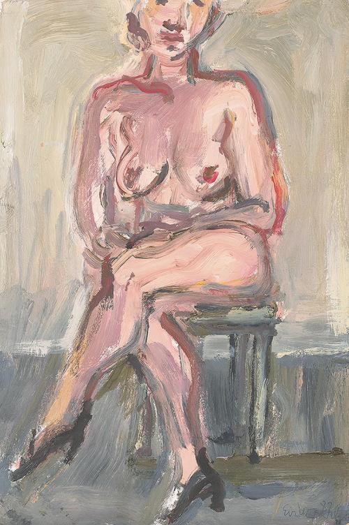 Georg Eisler, Sitzende, 1982, Öl auf Spanplatte, 30 × 20,2 cm, Georg und Alice Eisler – Fonds f ...