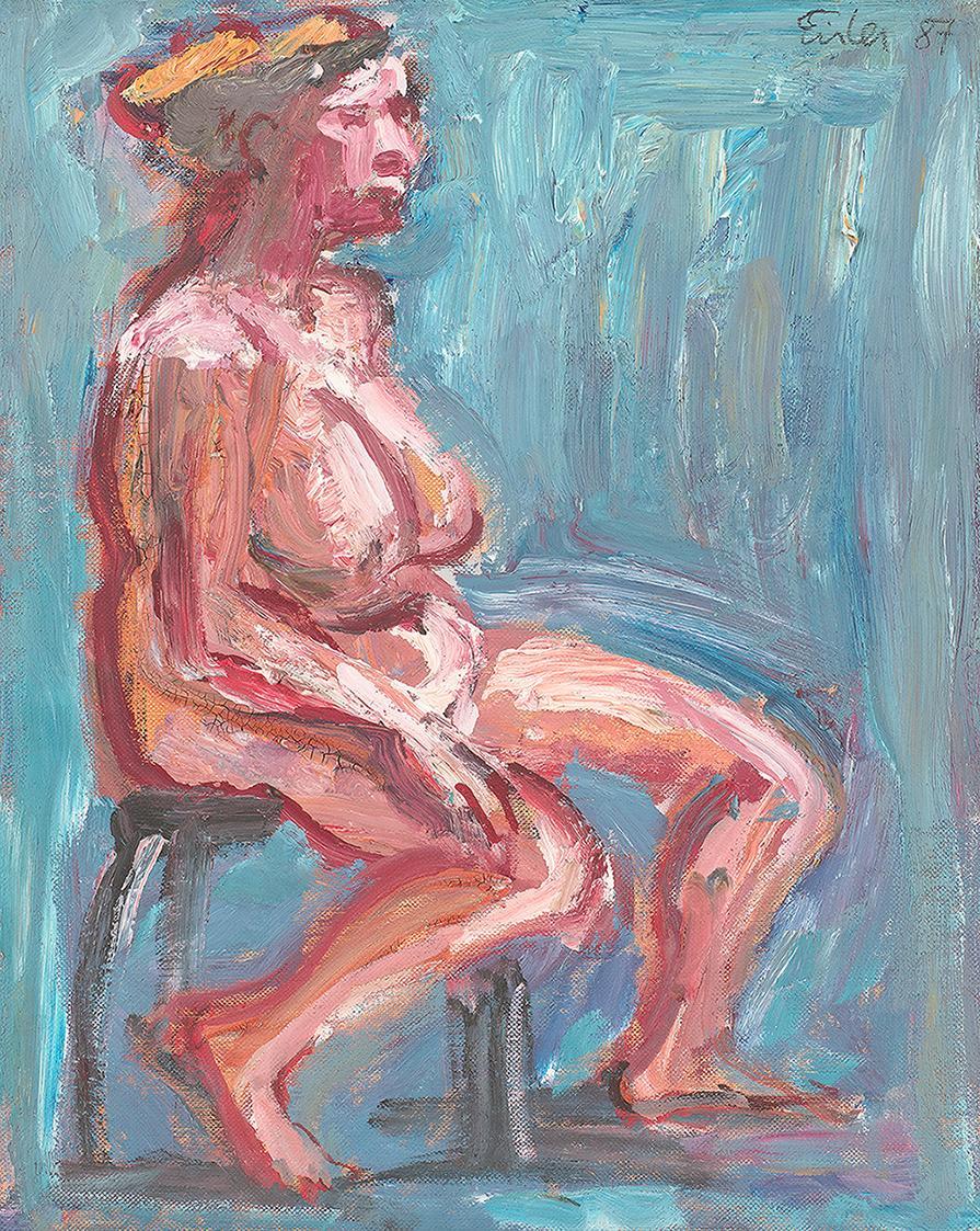 Georg Eisler, Sitzender Akt, 1987, Öl auf Karton, 30 × 24,5 cm, Georg und Alice Eisler – Fonds  ...