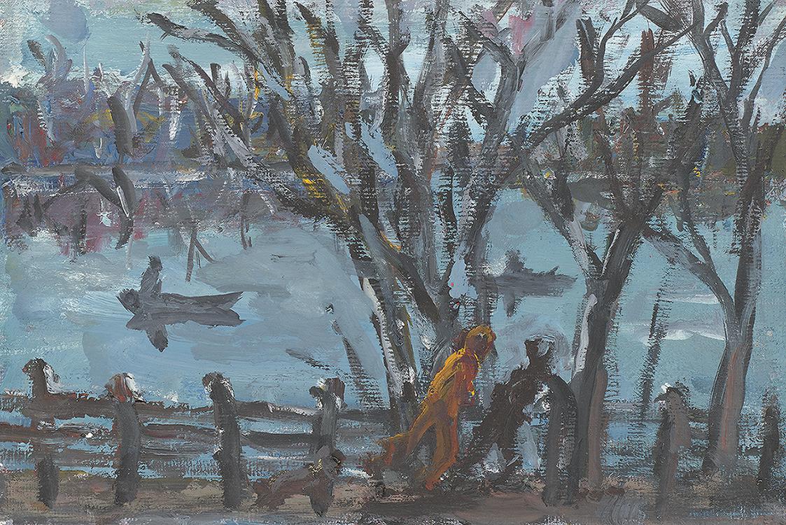 Georg Eisler, Am Grunewaldsee, 1987, Öl auf Karton, 20,2 × 30,2 cm, Georg und Alice Eisler – Fo ...