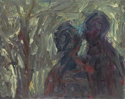 Georg Eisler, Paar im Wald, Berlin II, 1987, Öl auf Leinwand, 24 × 30 cm, Georg und Alice Eisle ...