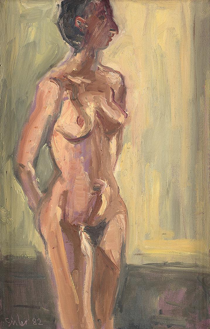 Georg Eisler, Stehende, 1982, Öl auf Leinwand, 39,5 × 25,2 cm, Georg und Alice Eisler – Fonds f ...