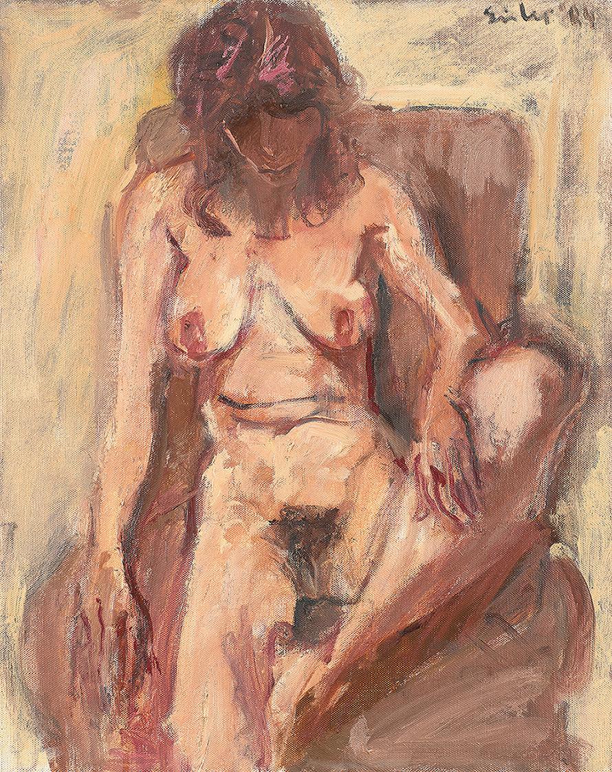 Georg Eisler, Sitzende, 1984, Öl auf Leinwand, 45 × 36 cm, Georg und Alice Eisler – Fonds für b ...