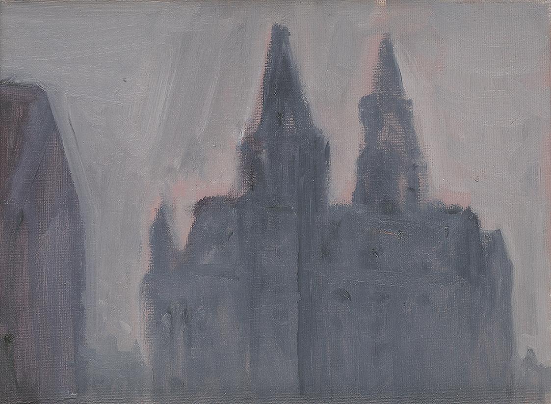 Georg Eisler, Town Hall, Manchester, 1986, Öl auf Leinwand, 18,5 × 24 cm, Georg und Alice Eisle ...