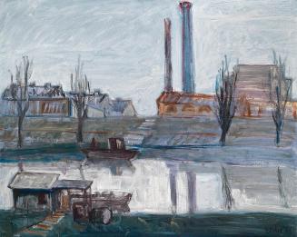 Georg Eisler, Donaukanal, 1980, Öl auf Leinwand, 80,3 × 100 cm, Sammlung Konrad, Wien