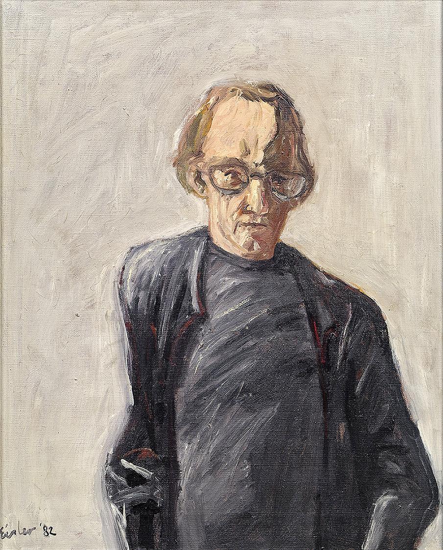 Georg Eisler, Porträt Heiner Müller, 1982, Öl auf Leinwand, 50 × 40 cm, BAWAG P.S.K. Kunstsamml ...