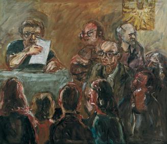Georg Eisler, Hommage à Erich Fried, 1988, Öl auf Leinwand, 127 × 146 cm, Privatbesitz