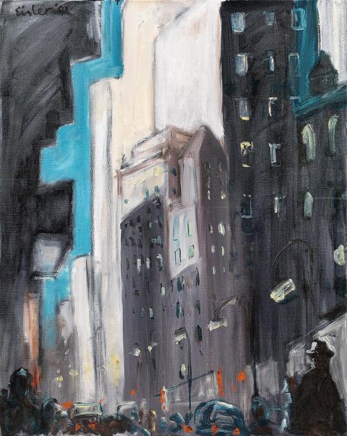 Georg Eisler, Manhattan V, 1991, Öl auf Leinwand, 100 × 80 cm, Verbleib unbekannt