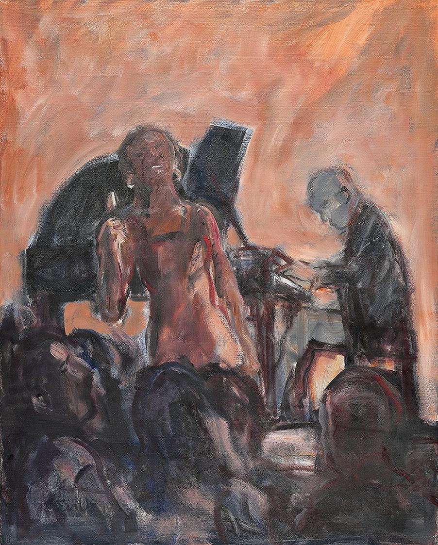 Georg Eisler, Sängerin und Pianist, 1995, Öl auf Leinwand, 99,4 × 79,7 cm, Museum der Moderne S ...