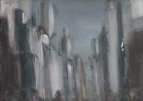Georg Eisler, New York, 1990, Öl auf Leinwand, 27 × 38 cm, Unbekannter Privatbesitz