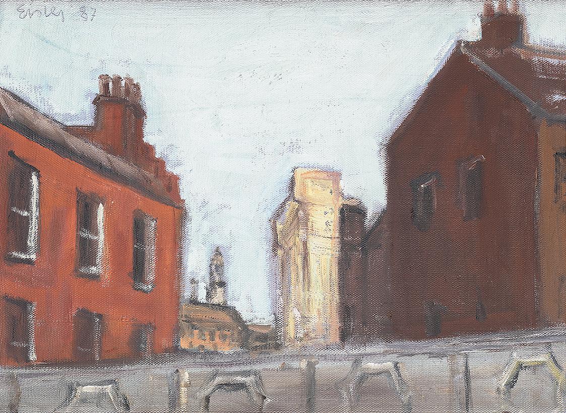 Georg Eisler, Stockport: View from Bridge, 1987, Öl auf Leinwand, 30 × 42 cm, Georg und Alice E ...