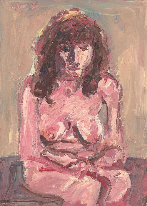 Georg Eisler, Sitzender Akt, 1987, Öl auf Malkarton, 34,5 × 25 cm, Georg und Alice Eisler – Fon ...