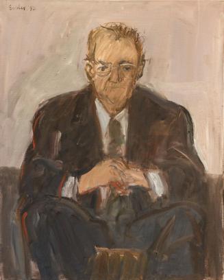Georg Eisler, Porträt Walter Flöttl, 1992, Öl auf Leinwand, 100 × 80 cm, Privatbesitz