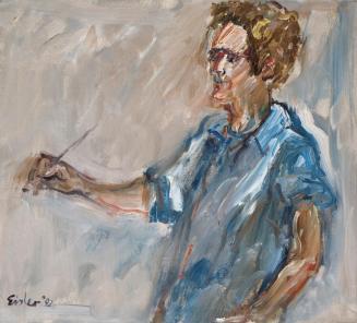 Georg Eisler, Kleinpeter malend, 1992, Öl auf Leinwand, 45 × 50 cm, Privatbesitz, Wien