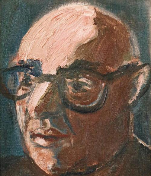 Georg Eisler, Kleines Porträt Hans Mayer, 1984, Öl auf Leinwand, 25,5 × 18 cm, Privatbesitz