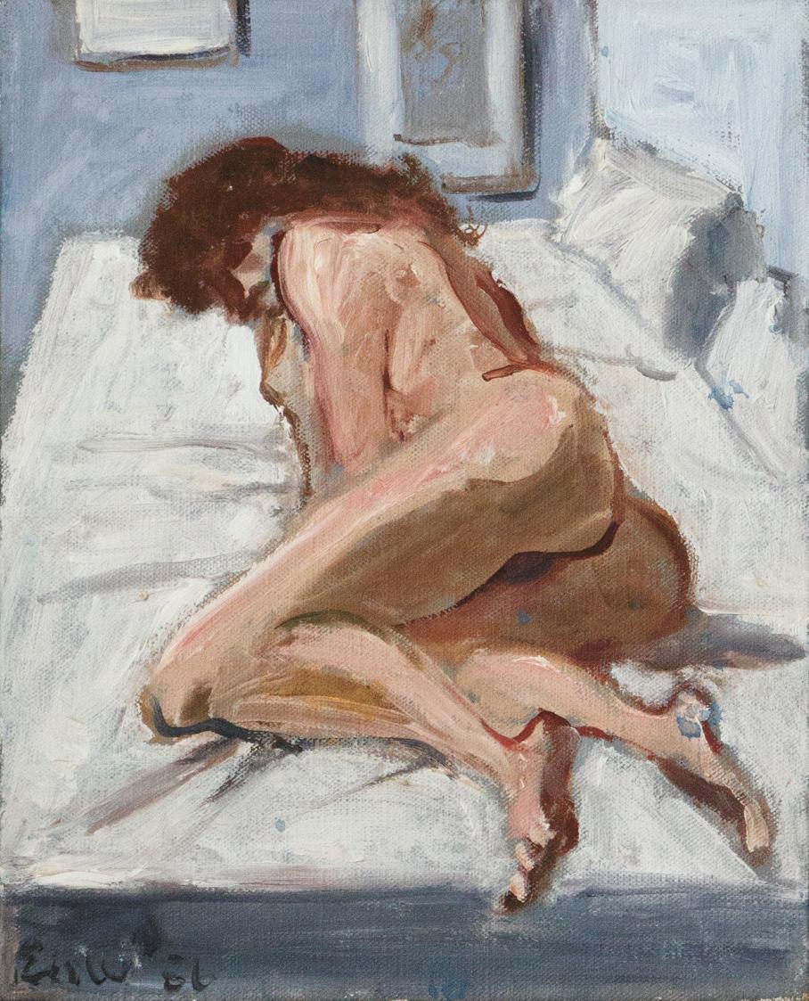 Georg Eisler, Liegende, 1986, Öl auf Leinwand, 27,5 × 22 cm, Privatbesitz